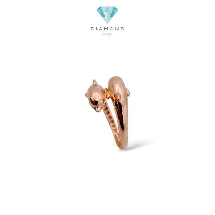 Rose Gold Duo Dolphin Rings 17K / Cincin Rose Gold Duo Lumba-lumba 17K / Diamond Jewelry / 443CMS192LS