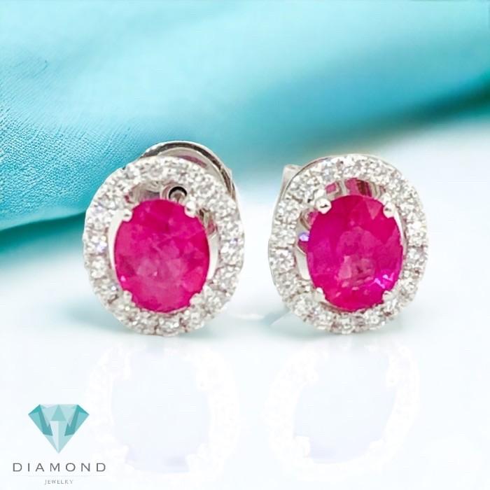 Rubby diamond earring solitaire 18k-Diamond Jewelry