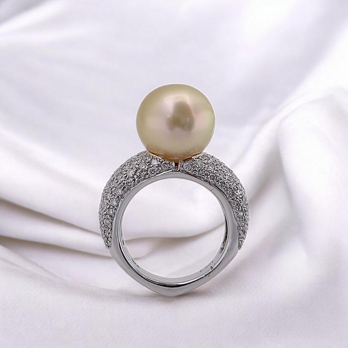 Pearl Diamond Ring 18K / Diamond Jewelry