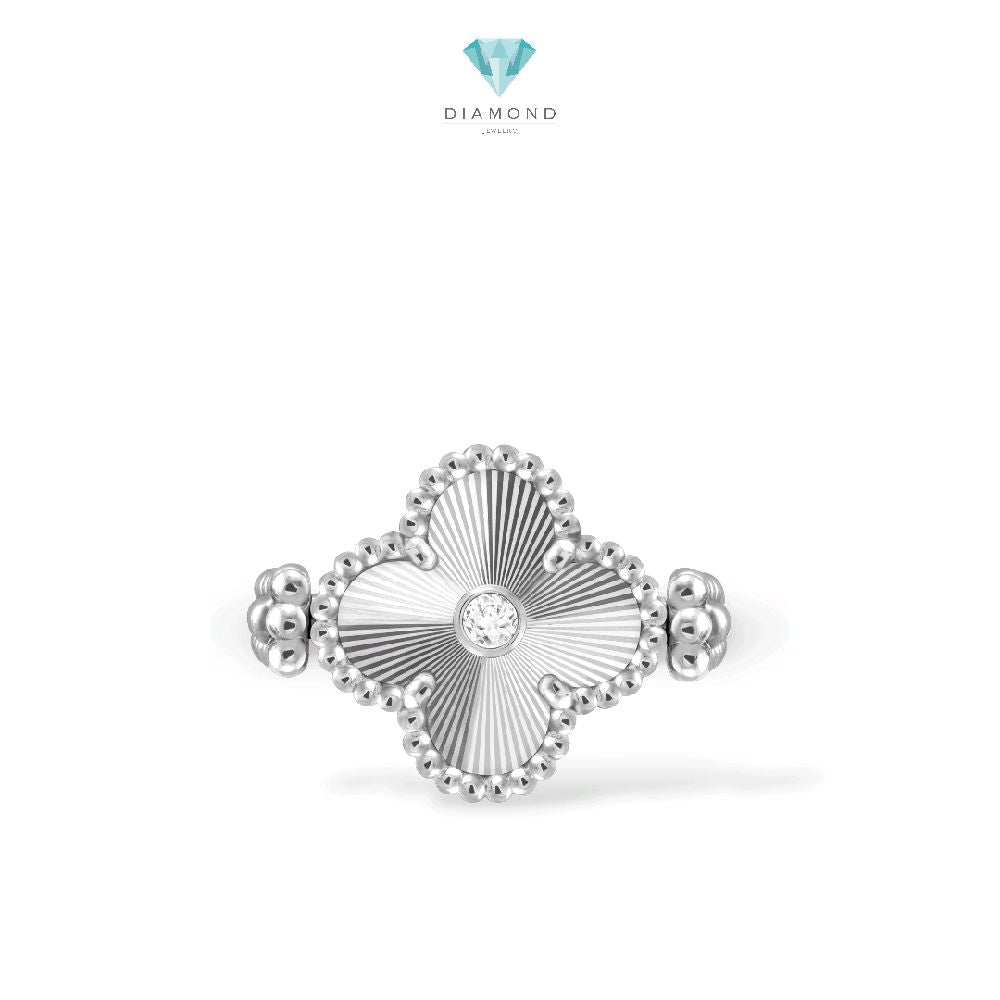 Vintage Alhambra clover chalchedony holiday Diamond Rings white gold 18K / Cincin Diamond Vintage batu ungu berlian emas putih18K / Diamond Jewelry / 410CBD13000RY