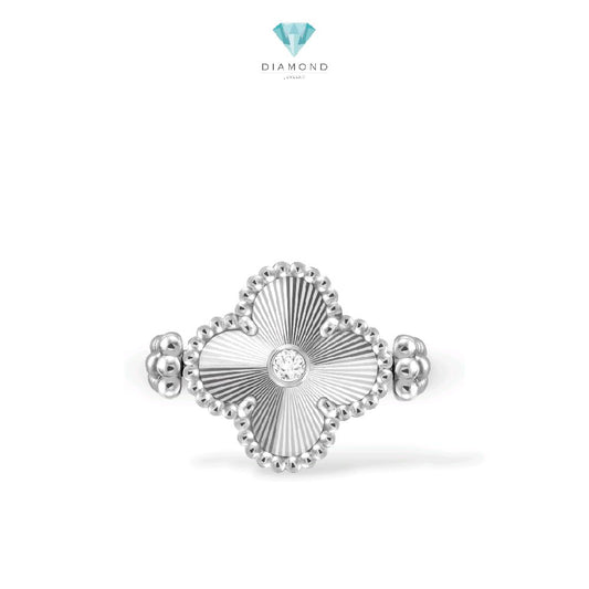 Vintage Alhambra clover chalchedony holiday Diamond Rings white gold 18K / Cincin Diamond Vintage batu ungu berlian emas putih18K / Diamond Jewelry / 410CBD13000RY
