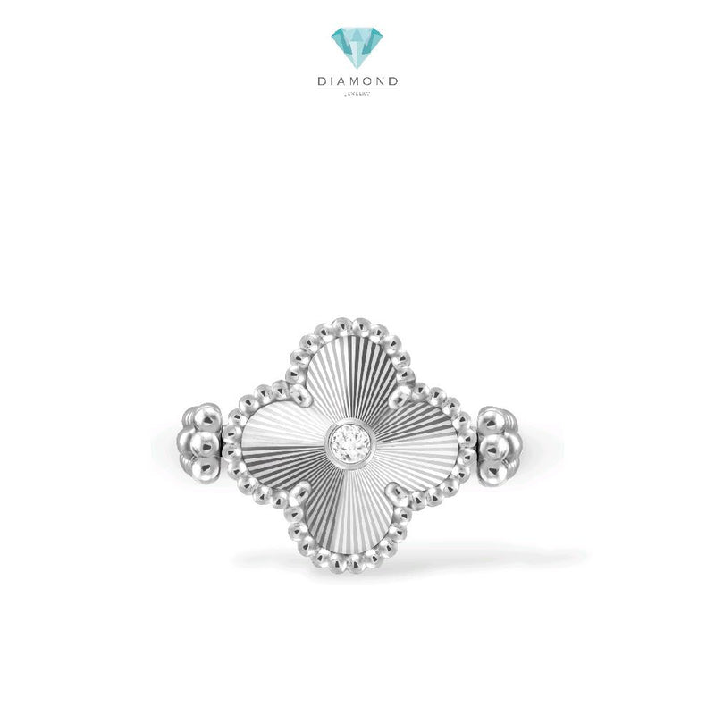 Vintage Alhambra clover chalchedony holiday Diamond Rings white gold 18K / Cincin Diamond Vintage batu ungu berlian emas putih18K / Diamond Jewelry / 410CBD13000RY
