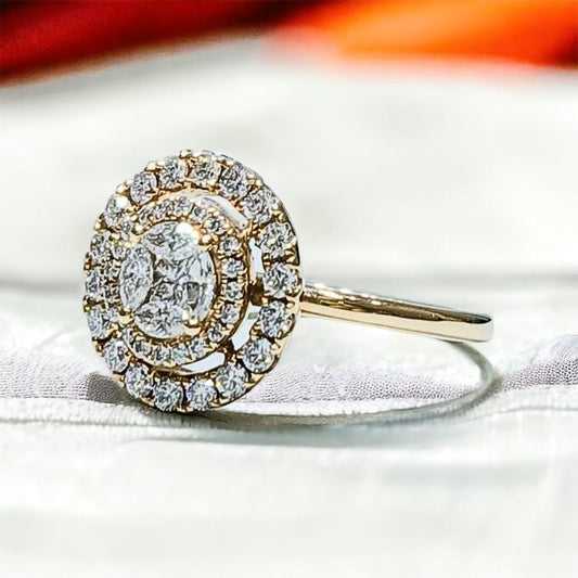Double Round Diamond 18 rose gold-Diamond Jewelry