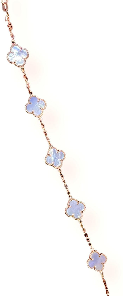 VOC Sweet Clover MOP Necklace / Bracelet 18K Gold Diamond Jewelry-436GBD1000LS-21GBD395RB-348KBD1000LS-387ABD1000LS-HT