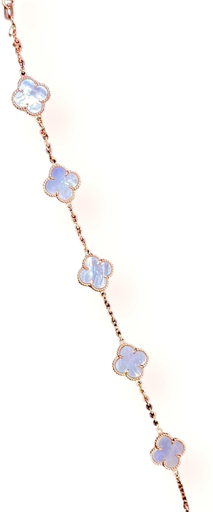 VOC Sweet Clover MOP Necklace / Bracelet 18K Gold Diamond Jewelry-436GBD1000LS-21GBD395RB-348KBD1000LS-387ABD1000LS-HT