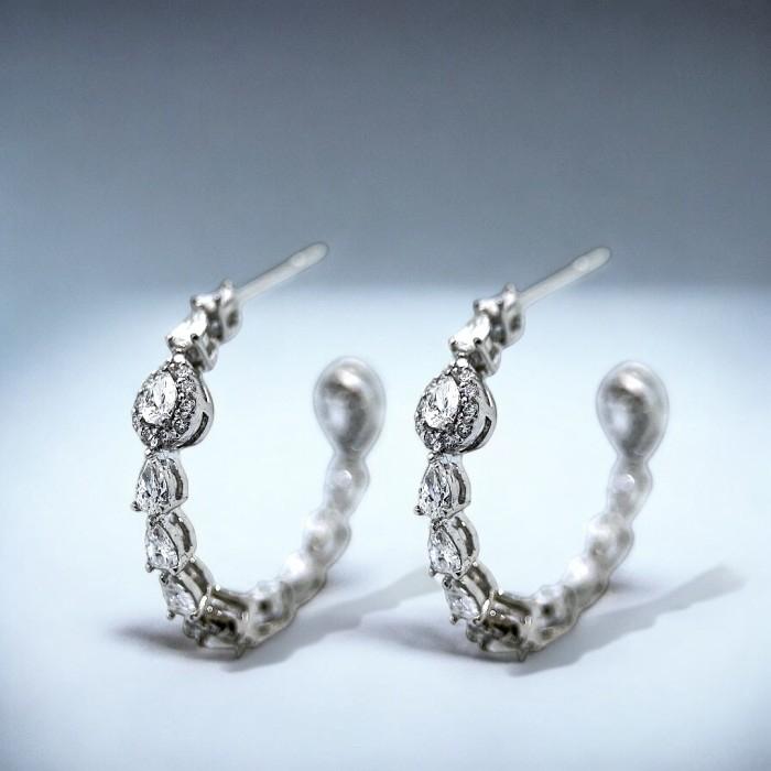 Hoop Tear Earring Diamond 18K-Diamond Jewelry-1AB3120AN-HT