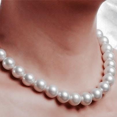 South sea pearl 13-15 mm milk white Necklace Diamond Jewelry