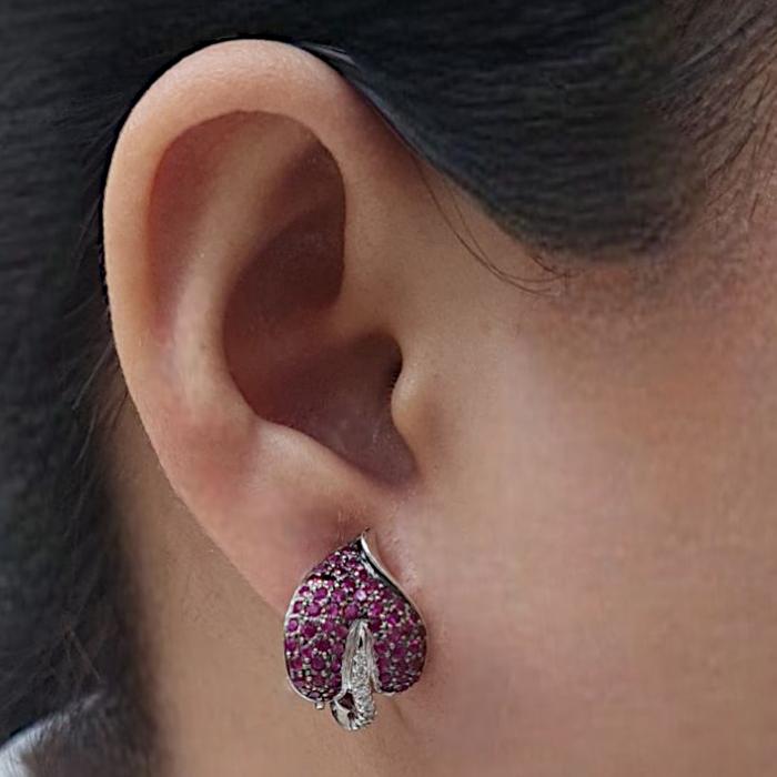Ruby Diamond Earring 18K / Diamond Jewelry