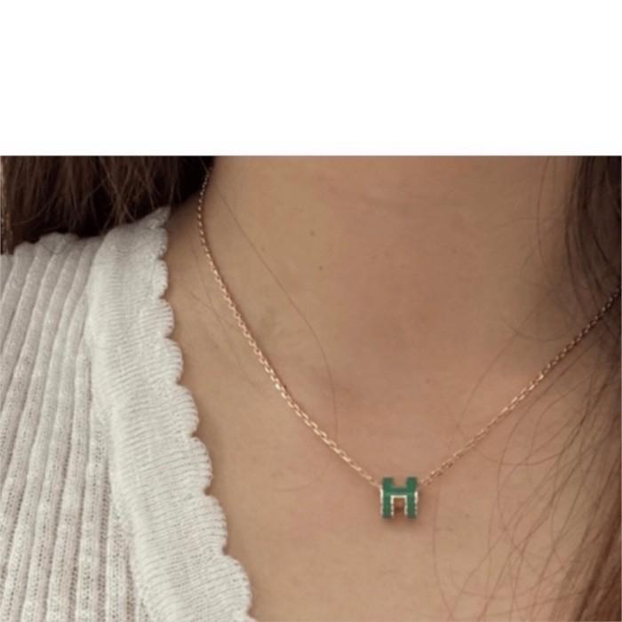 Small Pendant H Ceramic Green Necklace & Earring 18K/Kalung & Anting Gold Fashion Diamond Jewelry-161KMSSM285RY/356ABD256RY-HT