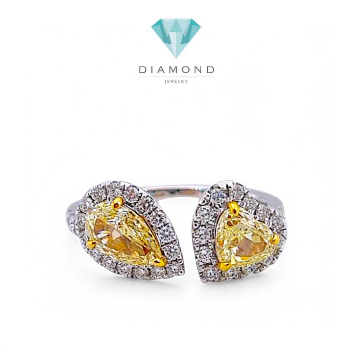 Duo yellow pear heart diamond ring 18k -Diamond Jewelry