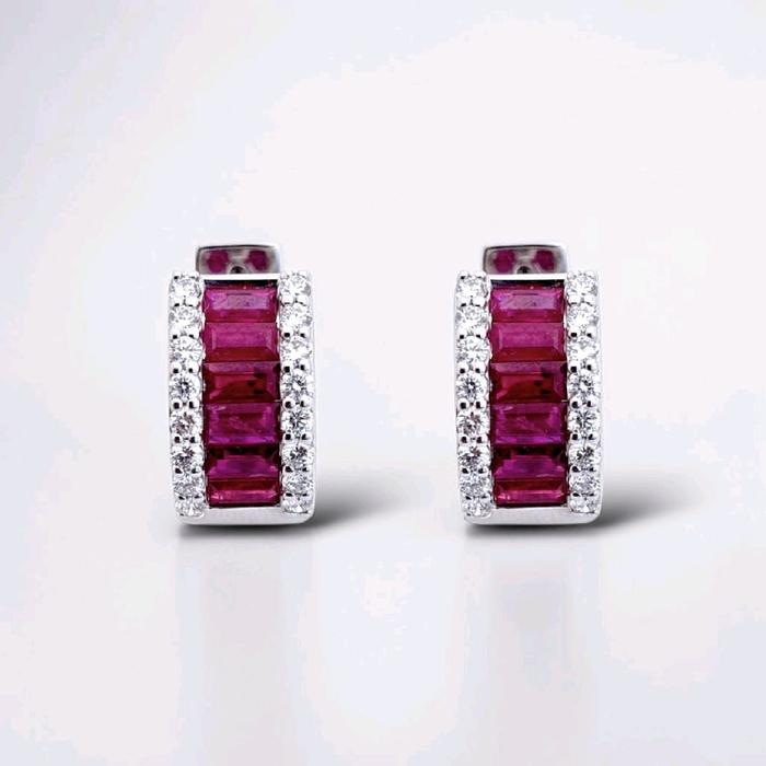 Ruby And Diamond Earrings 18K / Anting Diamond Ruby 18K / Diamond jewelry / 112AB168000AB