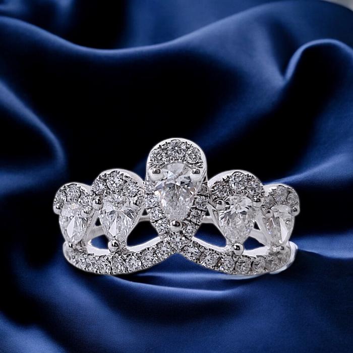 Crown Double stack Diamond Tear Ring 18K / cincin berlian tear stack duo ring/ Diamond Jewelry