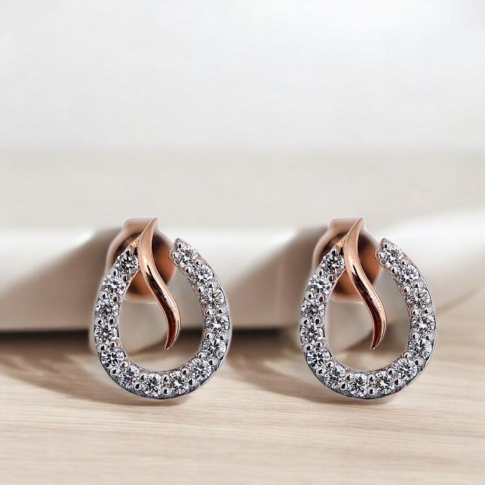 Diamond Earrings leaf duo combination diamond/ Diamond Jewelry