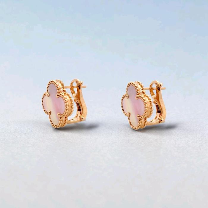 Vintage Alhambra Pink Mop Earrings 18K / Diamond Jewelry / 109ABD840O0AB
