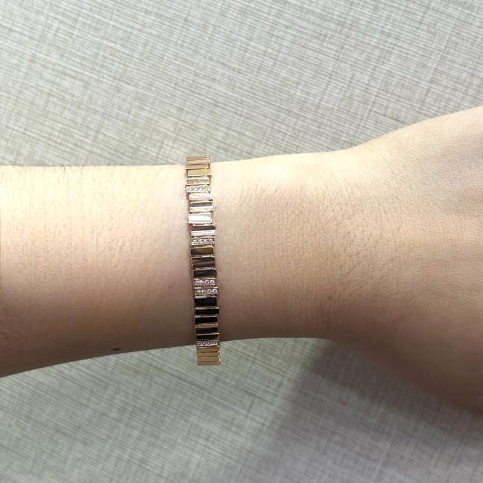Bamboo diamond bangle bracelet 18k rose gold dr-Diamond Jewelry