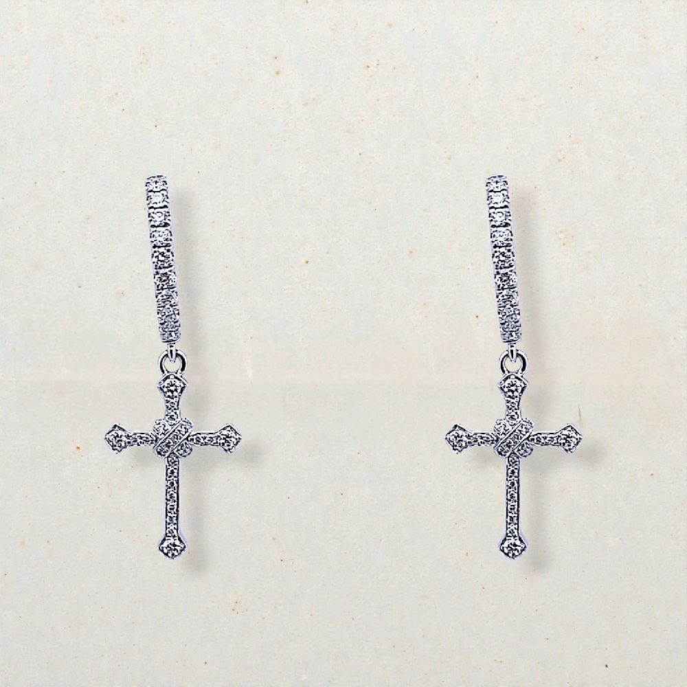 Hoop Cross Diamond Earring 18K / Anting Salib Berlian Hoop 18K / Diamond Jewelry - 101ABD56100AB