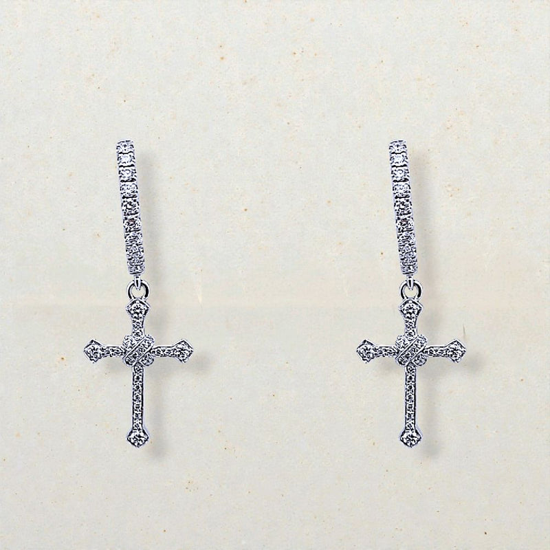 Hoop Cross Diamond Earring 18K / Anting Salib Berlian Hoop 18K / Diamond Jewelry - 101ABD56100AB