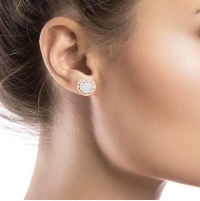 Round T pearl 18k rose gold earring- Diamond Jewelry