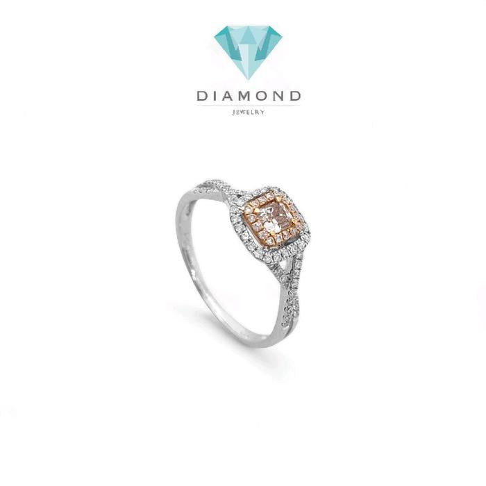 Pink Diamond Ring Princess/Cincin Berlian Pink Diamomd emas 18K-Diamond Jewelry-392CB6692SD-HT