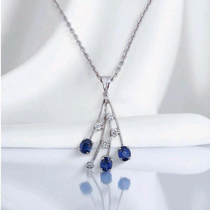 Liontin Blue Sapphire Diamond 18K / Diamond Jewelry 45LBNKH6897WPLS-HT