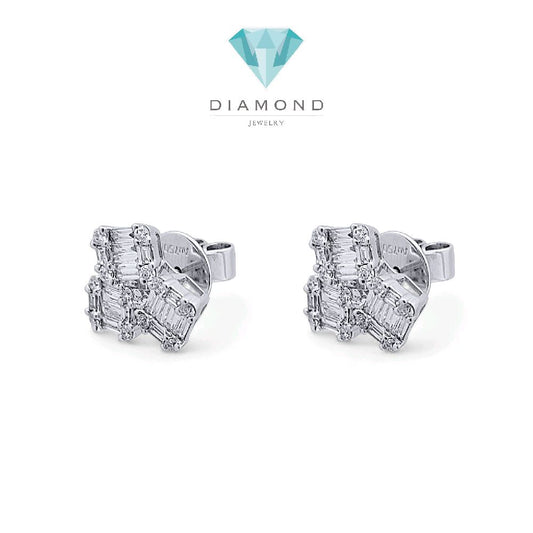 Tri Baguette Diamond Earring 18K / Anting Berlian Tiga Baguette 18K / Diamond Jewelry 398AB10200KVLS-HT