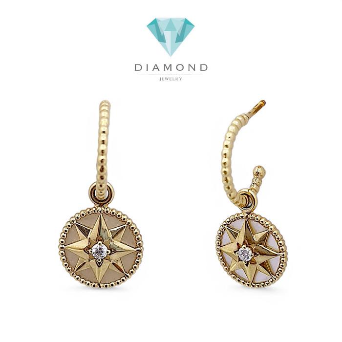 Star Lucky MOP Diamond Earring 18K / Diamond Jewelry-367ABD468RY-HT