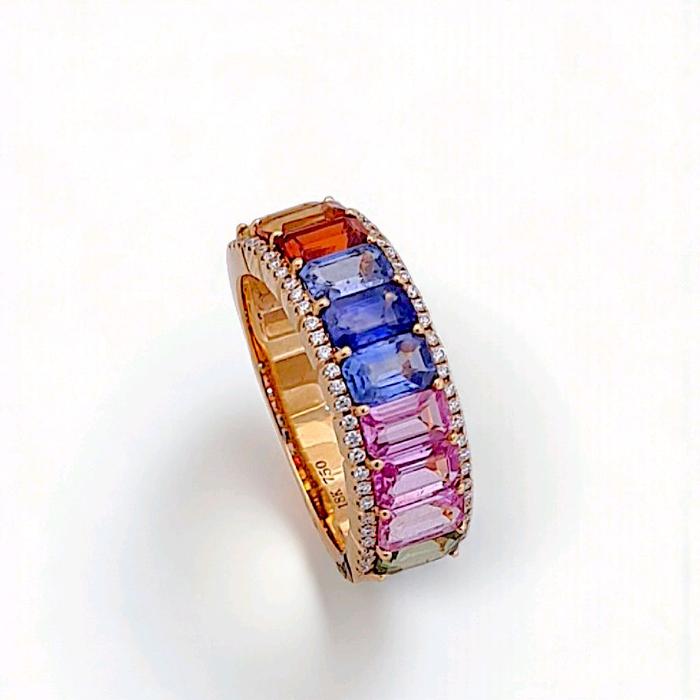 Rainbow Diamond Ring 18K / Cincin Berlian Pelangi 18K / Diamond Jewelry 100BC88000AB-HT