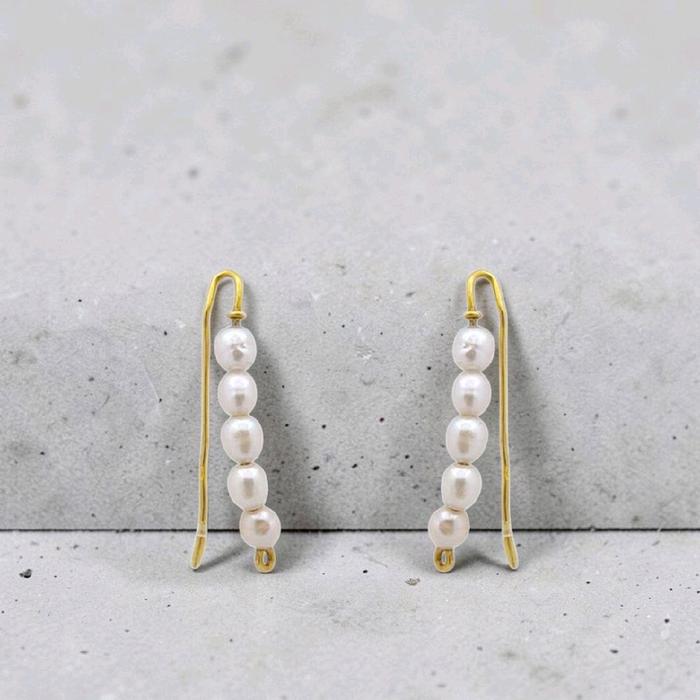 Gold Pearl Earrings 23K / Anting Emas Pearl 23K / Diamond Jewelry / 372AMSWP2