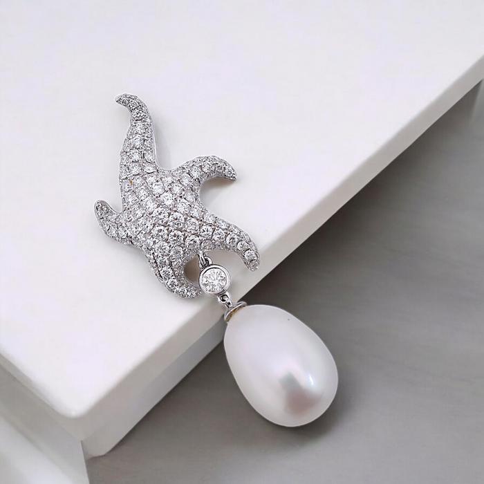 Liontin Star Diamond Pearl 18K / Diamond Jewelry