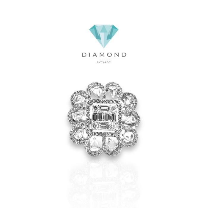Cincin berlian bunga baguette rose bunga /diamond ring flower baguette 18k-- Diamond Jewelry