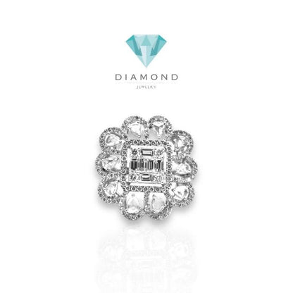 Cincin berlian bunga baguette rose bunga /diamond ring flower baguette 18k-- Diamond Jewelry