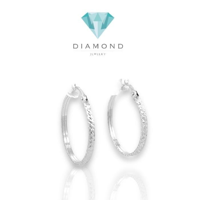Hoop anting emas bulat Earring 18k white gold-Diamond Jewelry