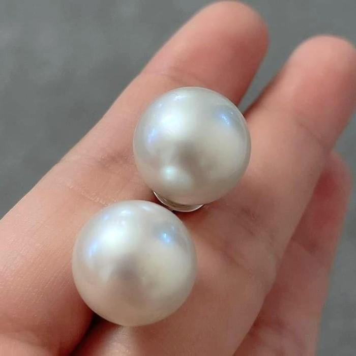 south sea pearl earring /Anting 13-15 mm 18 k gold Diamond Jewelry