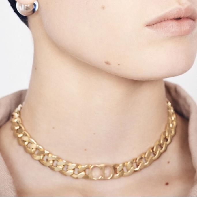 CD logo choker petit /large necklace 18k gold-Diamond Jewery