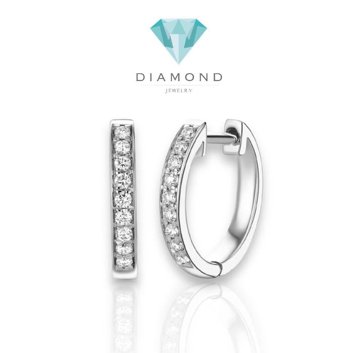 Hoop clip diamond earring 18k White gold-Diamond Jewelry