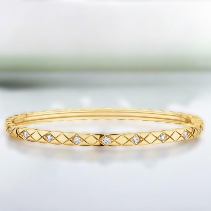 Quilt diamond bangle white gold 18k/gelang quilt emas putih  -Diamond Jewelry