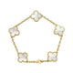 White 5 clover vintage bracelet 18K Gold MOP -Diamond Jewelry/ gelang emas clover putih mutiara