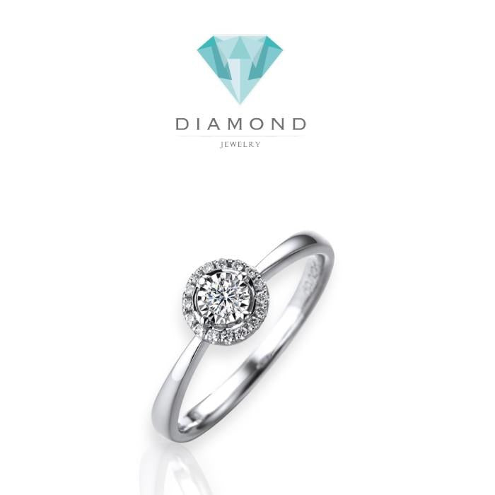Halo Solitaire Lily Diamond ring 18k -Diamond Jewelry
