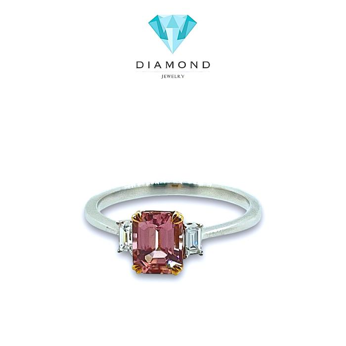 Tourmalinw pink Diamond Ring 18K/Cincin berlian pink turmalin