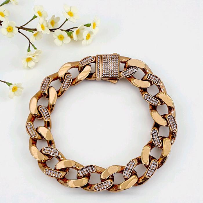 Cuba Chain Diamond Bracelet 18K / Gelang Berlian Cuba Chain 18K / Diamond Jewelry-1GB2494SDNEW-HT