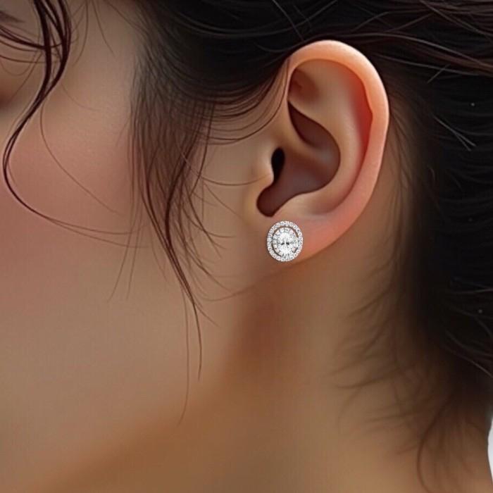 Anting berlian oval 18K Diamond Jewelry