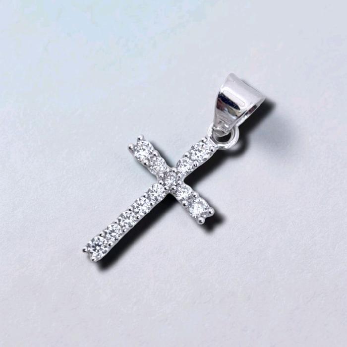White Gold Cross Zircon Pendants 17K / Liontin Salib Emas Putih sirkon 17K / Diamond Jewelry / 283LMS075LS