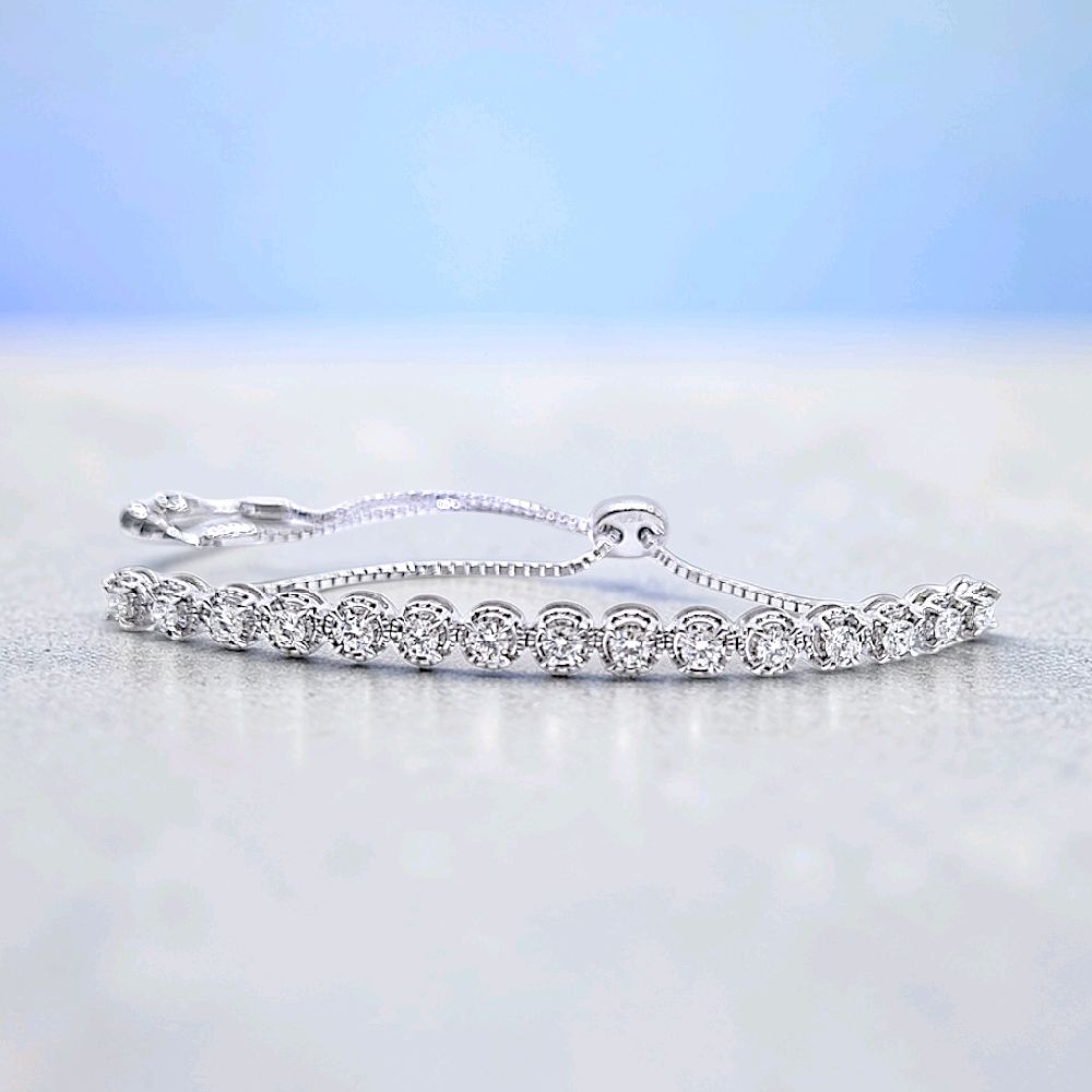 Tennis Diamond Bracelet Adjustable 18K / Gelang Serut Tennis Diamond 18K / Diamond Jewelry / 409GB1880LS
