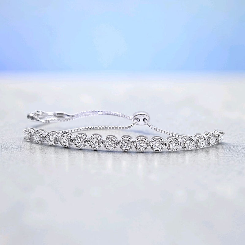 Tennis Diamond Bracelet Adjustable 18K / Gelang Serut Tennis Diamond 18K / Diamond Jewelry / 409GB1880LS