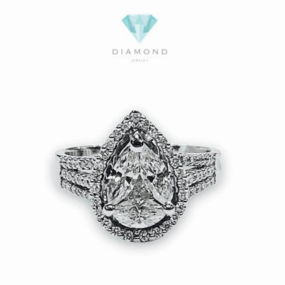Pearshape esperanza Diamond Ring 18 K white gold Diamond Jewelry