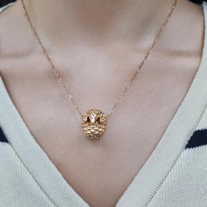 Hedgehog Necklace 18K/Kalung Emas Landak Diamond Jewelry-375KBD1375RY-HT