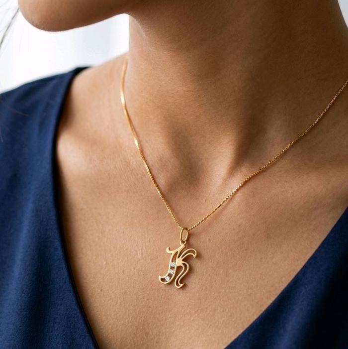 Gold Letter K Pendant 23K / Liontin Emas Huruf K 23K / Diamond Jewelry / 290LMSWP2