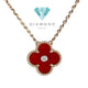 Clover Red Charnelian Holiday With Diamond Necklece/Kalung Berlian Diamond Jewelry-104KBD66000AB-HT
