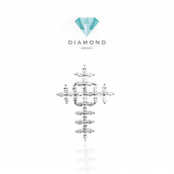 Diamond marquis Oval Cross Pendant 18K/ kalung salib liontin marquis 18k-Diamond jewelry