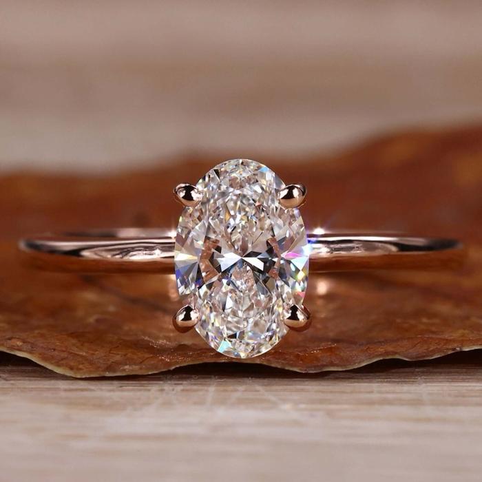 OVAL 0.9-1 crt Diamond Natural Ring-Diamond Jewelry
